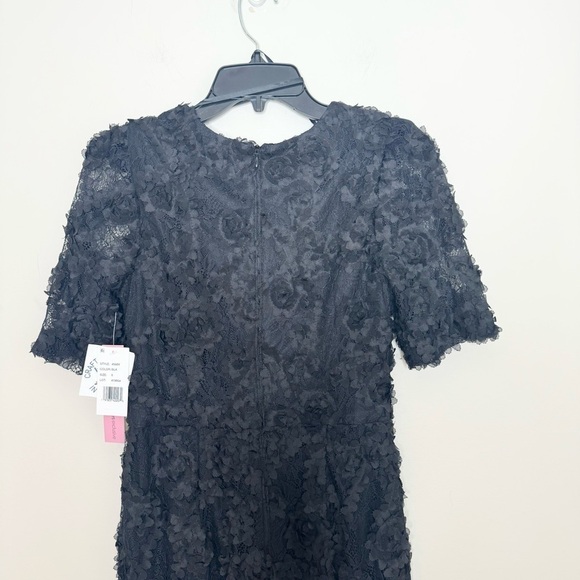 NWT Aqua Lace Applique Short Sleeve Black Cocktail Dress Size 6 - Picture 6 of 8